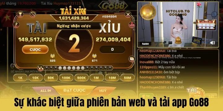 Phiên bản app Go88 khác gì so với website? 